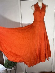 KJ KIRRILY JOHNSTON Button Front Orange Maxi Dress Size 1 (6) #36188