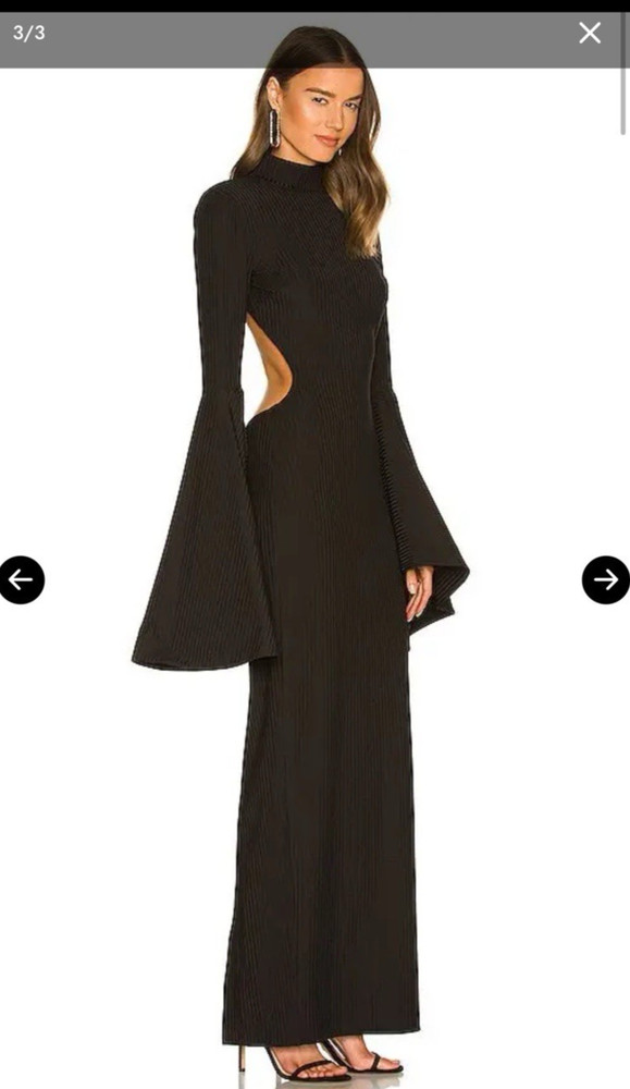 Michael Costello X Revolve Size S Black Long Sleeve Maxi Dress