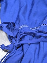 Laraethnics wrap flutter midi dress flare babydoll preppy Royal Blue S/M A006176