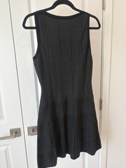 Theory Black White Patterned Knit Fit Flare Dress Bilen Small Sleeveless