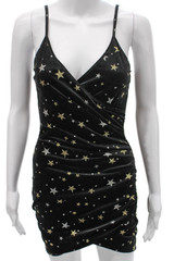 By The Way Womens Bodycon V-Neck Sleeveless Black Star Mini Dress Size 2XS