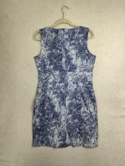 Focus Women Dress 10 Blue Printed Cotton Blend Sleeveless Casual Mini Sheath