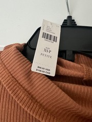 XS Petite Anthropologie Emily Ruched Midi Dress in light camel