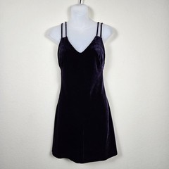 Y2K Mini Dress S Bruno Duluc x Kush Purple Velvet Strappy 80s 90s Dance Vintage