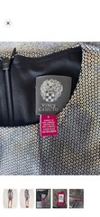 Vince Camuto Foiled Pleated Sheath Dress in Black Silver Size 0 NWT