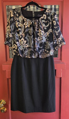 Connected Apparel Women&rsquo;s Black Camel Multicolor Floral Midi Dress Size 6 NWT