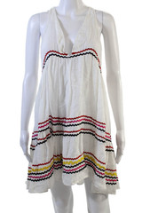 Muche Et Muchette Womens Linen Striped Sleeveless Dress White Size OS