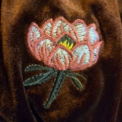 Honey Belle NWT Corset Dress Brown Velvet Embroidered Lotus Flower Boho Goth S