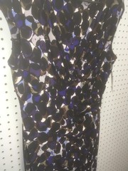 NWT Womens American Living Black, Blue V-Neck Ruched Dress sz 14