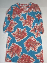 Crown & Ivy Women Size 4 Dress Blue Coral Reef Shift Rayon Light Beach Casual