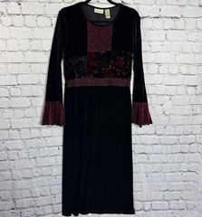 Vintage Studio Ease Velvet Patchwork Whimsigoth Maxi Dress Flared Cuffs Size 10