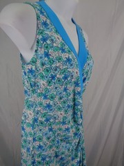 Lands End Floral Surplice Maxi Dress Size MP Sleeveless Faux Wrap New