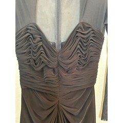 Tadashi Collection Ruched Whimsigoth Maxi Dress Gown Size S Semi Sheer Prom
