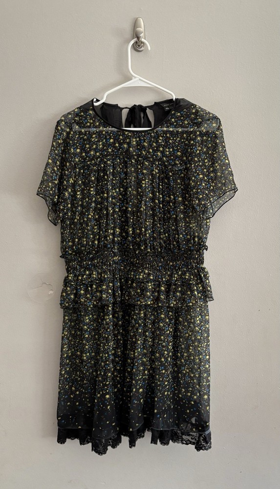 MARC JACOBS Micro Floral Sheer Smocked Silk Dress | Women’s Size 4