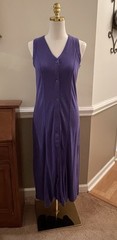 Purple Dress Button Front Sleeveless Casual Shirtdress Medium by Basic Editions