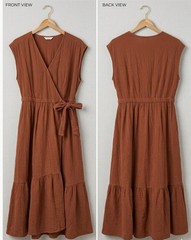 Universal Thread Women&rsquo;s Medium Burnt Orange Short Sleeve Wrap Dress