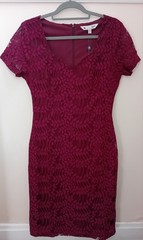 Ladies Dress Burgundy Lace Sweetheart Neck YUMI UK 1O WEDDING GUEST/CRUISE/PROM