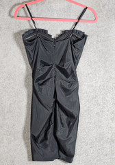 Betsy & Adam Structured Bodice Ruched Dress Womens Size 4 Black Cocktail Goth