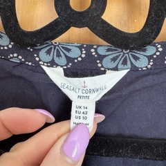 Seasalt Cornwall Rock Dove Dress Size 14 Petite Blue Floral Button Pockets