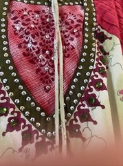 CAFTAN JALABIYA DJELLABA PINK & GREEN FLORAL MIDLLE EASTERN DRESS SZ FITS Lg