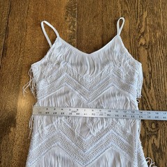 LuLus NWT Fringe Sequin Mini Dress Shake It Off Ivory Medium Concert Party Dance