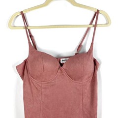 Superdown Agatha Mini Dress Pink Faux Suede Bodycon Spaghetti Strap Sz M