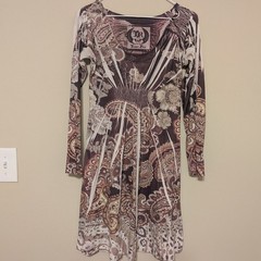 Vintage Y2K Treasure Rock Paisley Leopard Print Tunic Mini Dress