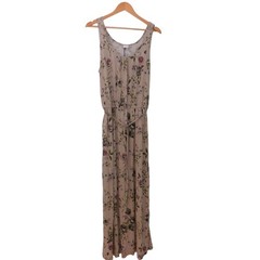 NEW Lascana Womens Long Dress Sleeveless Floral Beige Y2K Slip Dress Size 10