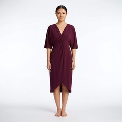 The Vanity Room Burgundy Twist Front Midi Dress Flutter Sleeve Size Medium NWT