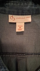 DB Est 1962Denim Shirt Dress Lightweight Chest Pockets Convertible Sleeve Length