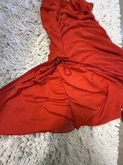 Red Strapless Ruched Asymmetric Solid Mini Dress Short Sleeveless Pullover L