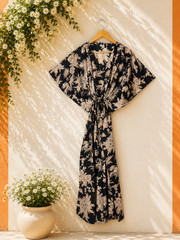 Hand Block Print Cotton Kaftan Dress, Plus Size Kaftan, Floral Maxi Caftan