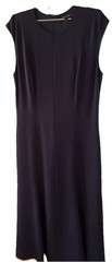ST JOHN Women’s Dress US Size 6 Navy Blue Sleeveless, Crew Neck, Midi, Classic