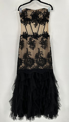 Deb 9 Black Sheer Lace Whimsigoth Dark Fairy Prom Bridal Strapless Side Zip