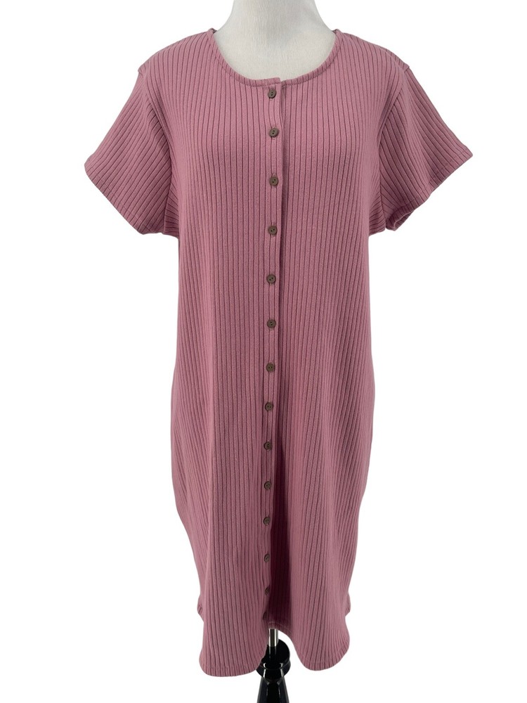 Madewell Women&rsquo;s Weathered Berry Button Front Ribbed Mini Dress Size XL NEW