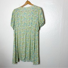 Bp. Womens Tie Front Mini Dress Green Multi Maisey Ditsy Floral Plus Size 1X