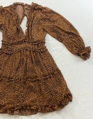 women&rsquo;s deep v neck ruffle animal print mini dress size small cutout back