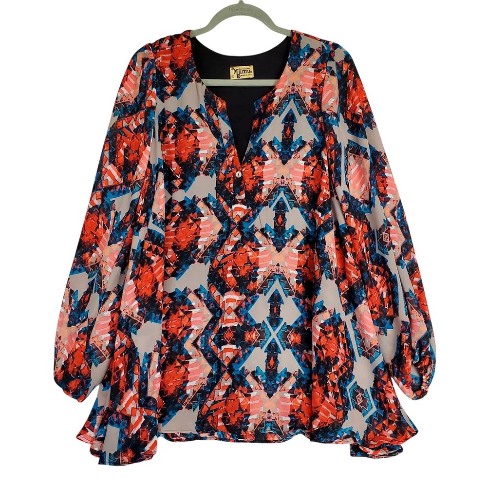 Show Me Your Mumu Kaleidoscope Jamie Tunic Dress Oversize S Boho Hippie Colorful