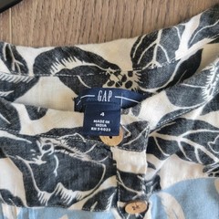 Gap Black Blue Tropical Floral Printed Cap Sleeve Shift Mini Dress Size 4