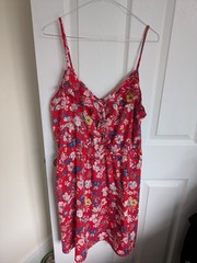 Pep & Co Womens Red Flower Print Strappy Dress Top Size 16