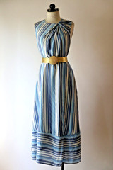 Milly Nautical Blue White Stripe Chiffon Knot Sleeveless Midi Long Dress Women 4