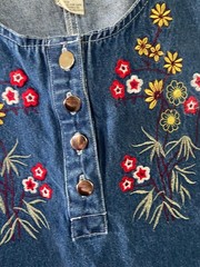 Women&rsquo;s Modest Clothing 90’s Vintage Denim Dress Size Large Amilano Embriodered