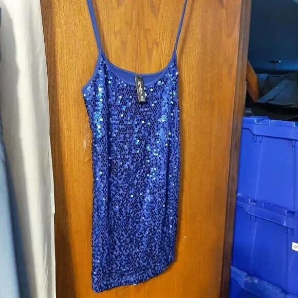 NEW WITH TAG ! Active Basic Women Sequin Mini Dress Navy Blue Size M