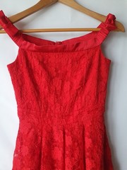 Coast Occasion Red Floral Applique Lace Fit and Flare Dress Size 8 Wedding