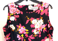 Danny Nicole Petite 14 Floral Sheath Dress Black Pink Sleeveless Work Church