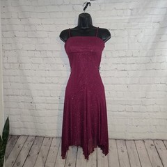 City Triangles Asymmetrical Handkerchief Hem Y2K Glitter Fairy Dress
