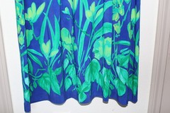 Vtg Positive Attitude 90s Blue Green Floral Maxi Dress Womens 10 Rayon Tie Back