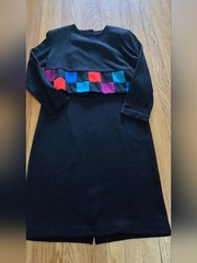 Positive Attitude VINTAGE 1980s Black Long Sleeve 2 Piece Dress GUC Size 11/12