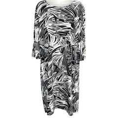 Alexandra Oak Black White 3/4 Bell Sleeve Dress Stretch Flounce NWT Plus Sz XXL