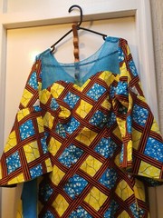 Julius Wax Ankara Wrapper Dress with ribbon to tie at the back. UK Size 16/18.